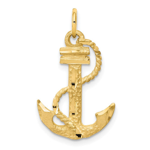 10k Diamond-cut Anchor Charm