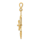 10k Large Moveable Ships Wheel on Anchor Pendant