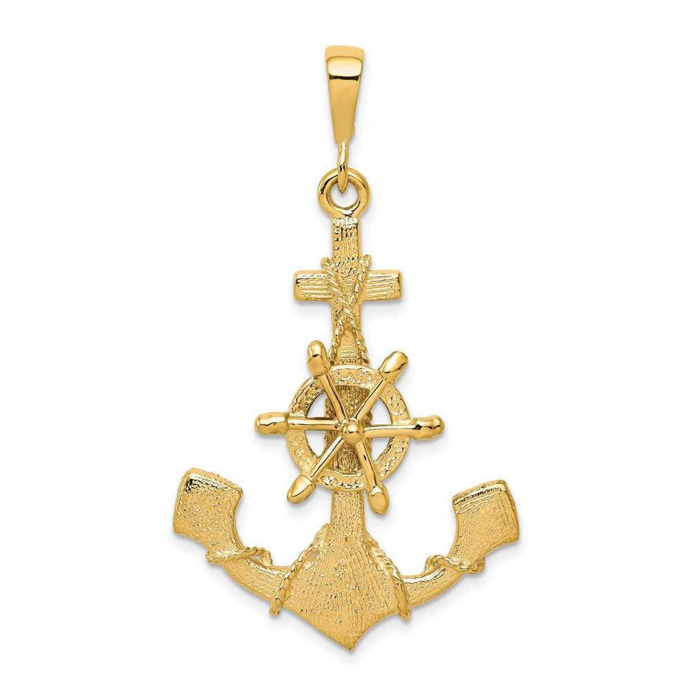 10k Large Moveable Ships Wheel on Anchor Pendant
