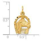 10k Solid Diamond-cut Horsehead in Horseshoe Charm