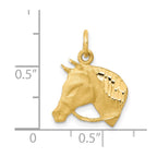 10k Solid Satin Diamond-cut Horsehead with Reins Charm