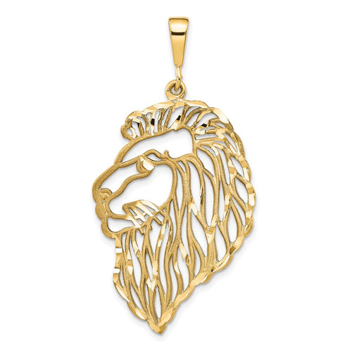 10k Large Cut-out Solid Diamond-cut Lions Head Charm