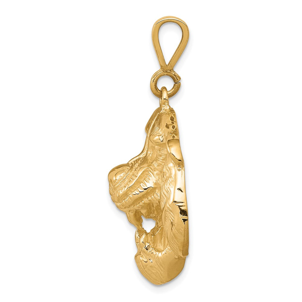10K Solid Polished Large Tiger Head Charm