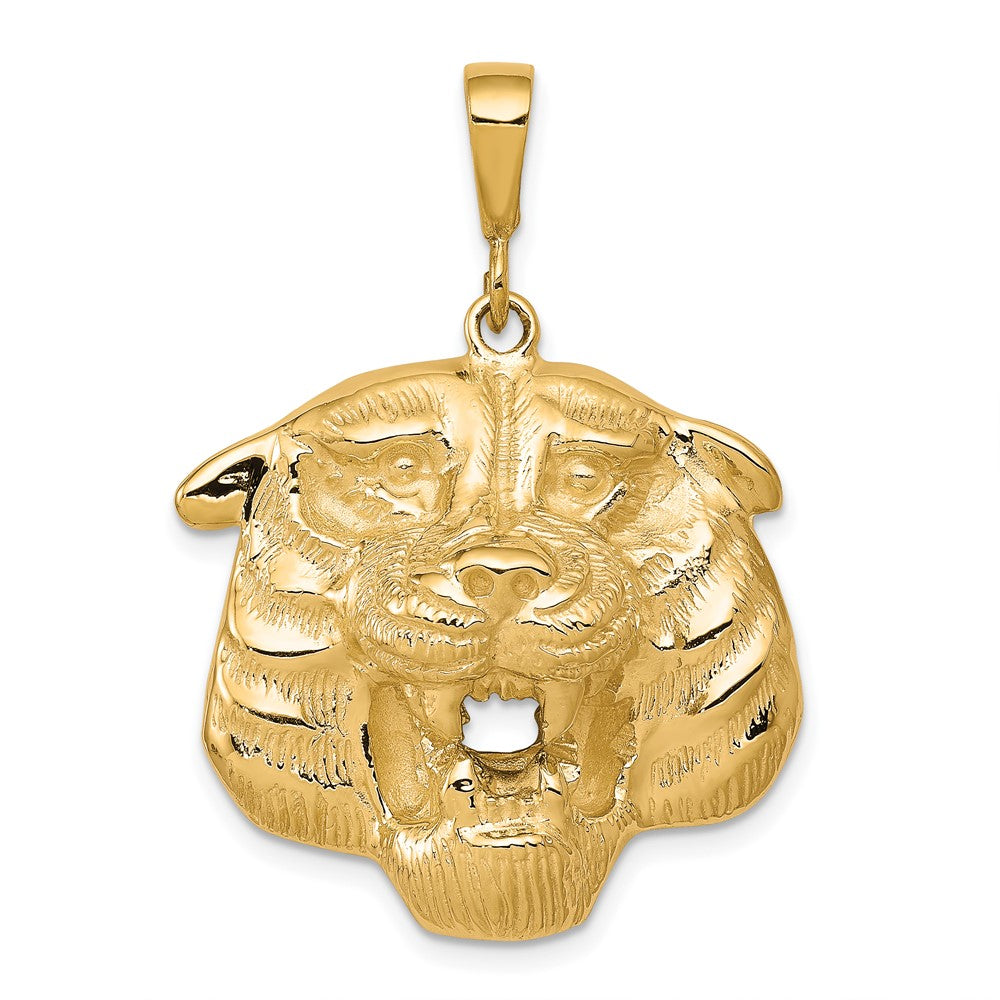10K Solid Polished Large Tiger Head Charm