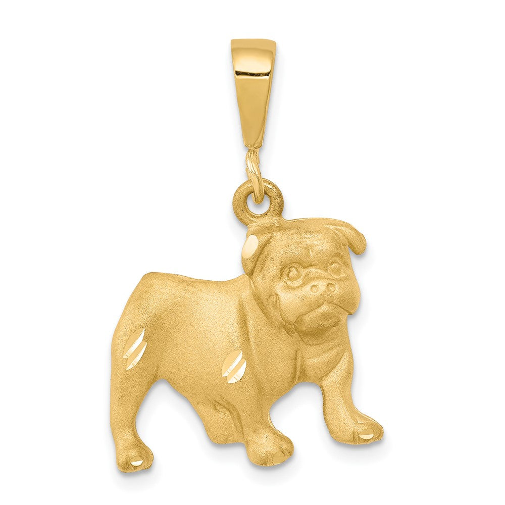 10k Satin Diamond-cut Bulldog Charm