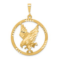10k Satin Diamond-cut Eagle in Round Frame Charm