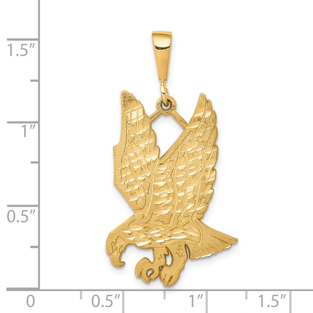 10k Solid Satin Diamond-cut Eagle Charm