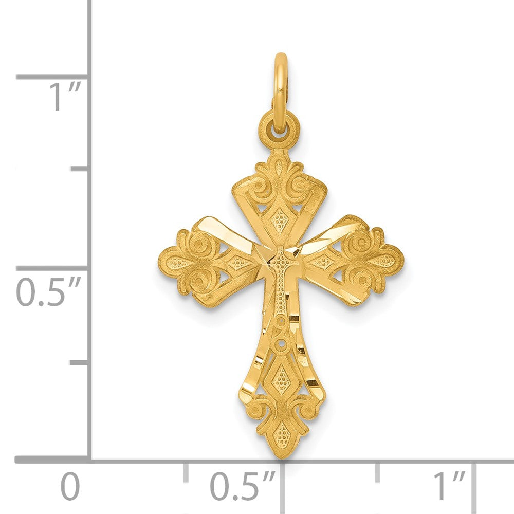 10k Fleur de Lis Cross Charm