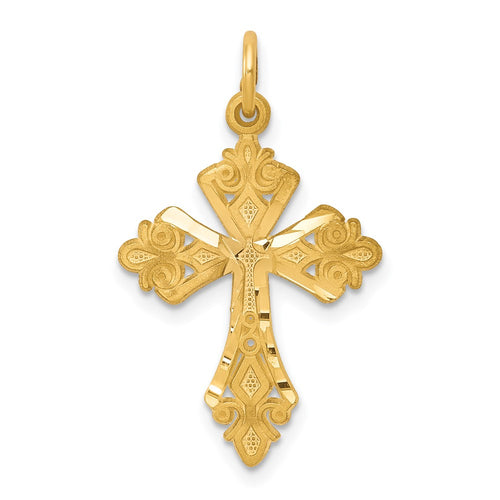 10k Fleur de Lis Cross Charm