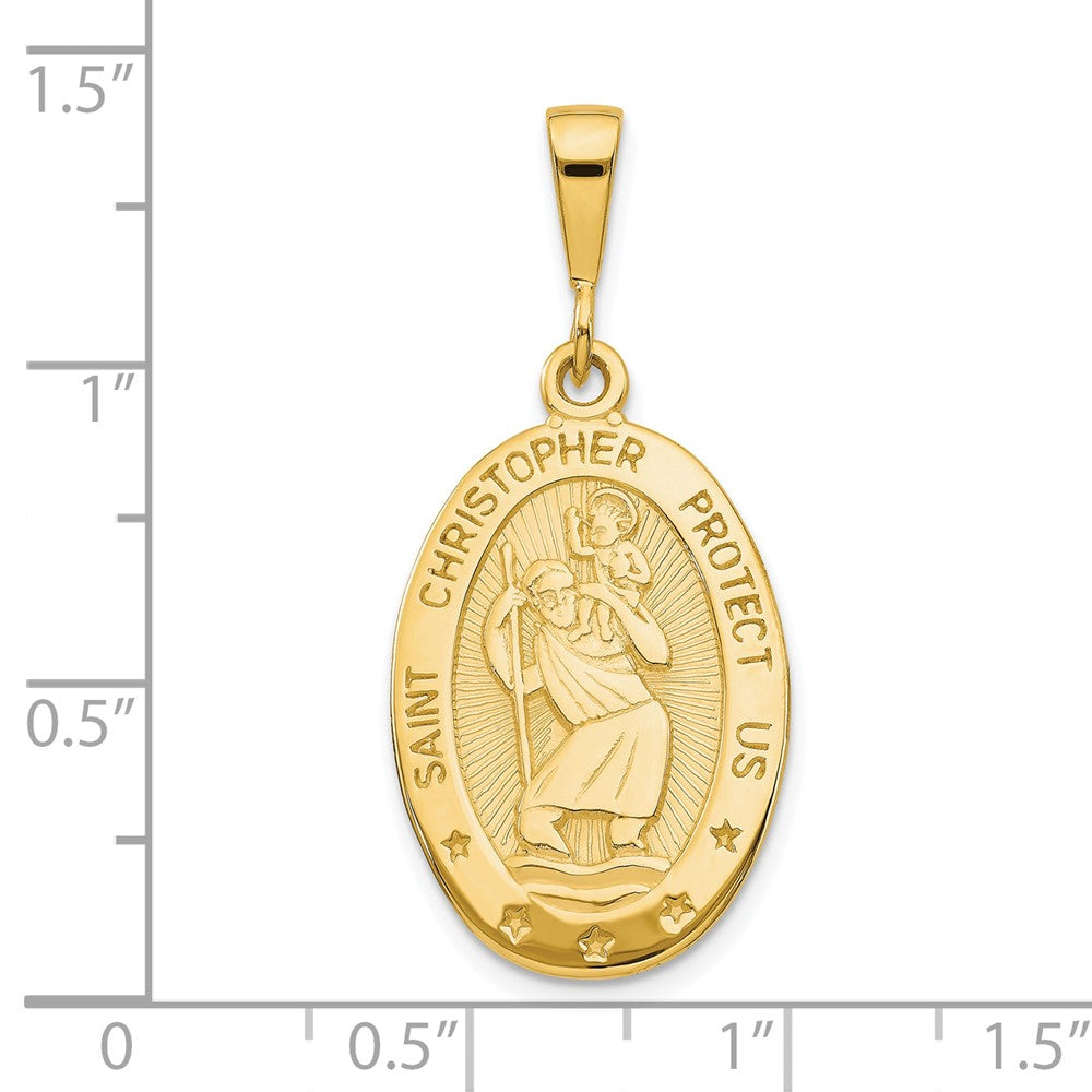 10K Large Oval St. Christopher Medal Pendant