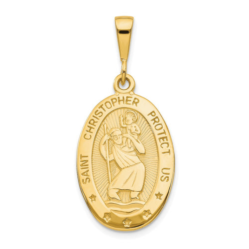10K Large Oval St. Christopher Medal Pendant