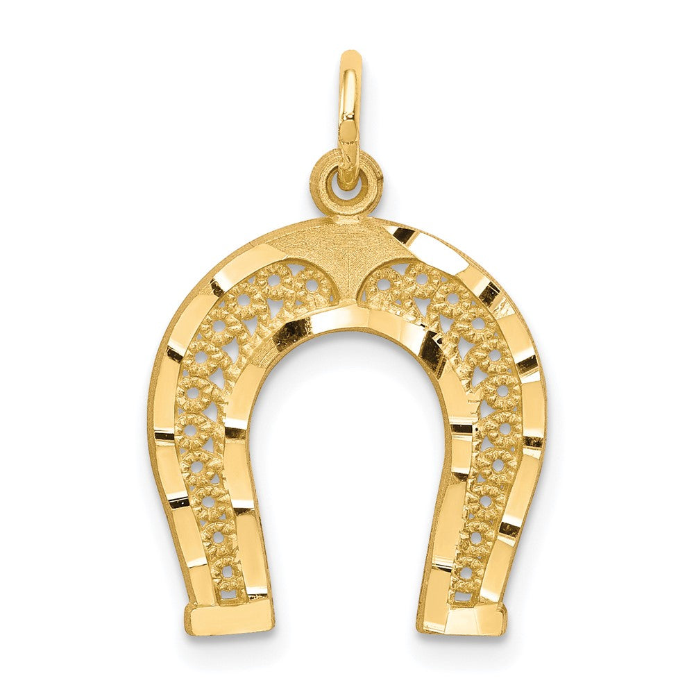 10k Diamond-cut Horseshoe Charm
