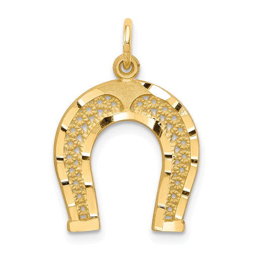 10k Diamond-cut Horseshoe Charm