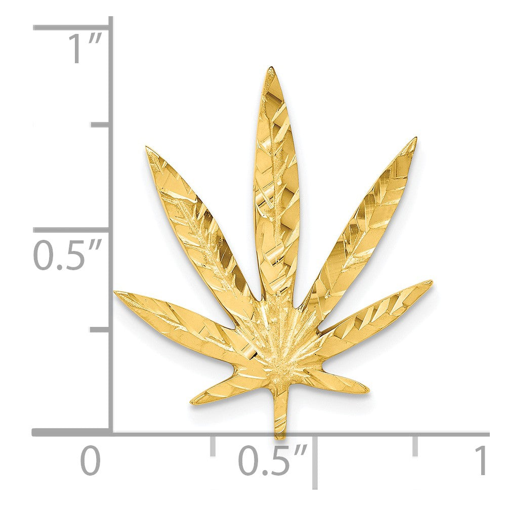 10k Solid Satin Leaf Chain Slide