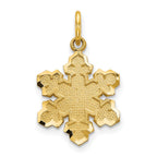 10k Solid Satin Diamond-cut Snowflake Charm