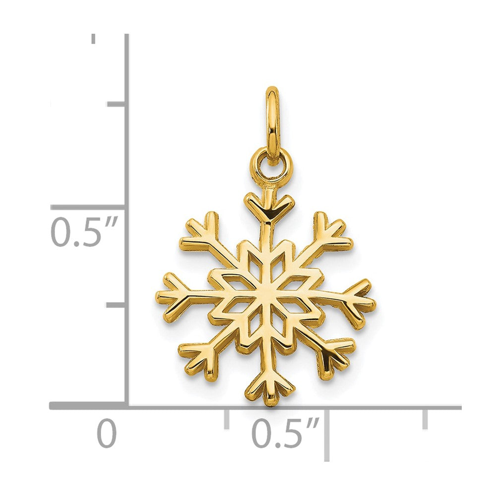 10k Solid Polished Snowflake Charm