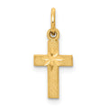 10k Small Satin Diamond-cut Cross Charm