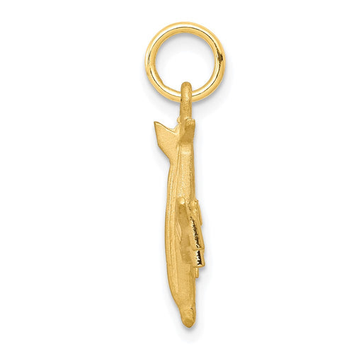 10k 3-D Solid Satin Diamond-cut Airplane Charm