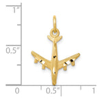 10k 3-D Solid Satin Diamond-cut Airplane Charm