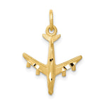 10k 3-D Solid Satin Diamond-cut Airplane Charm