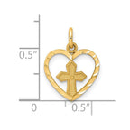10k Cross in Heart Charm