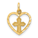 10k Cross in Heart Charm