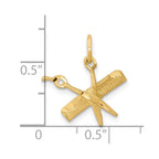 10K Satin Diamond-cut Comb and Scissors Charm