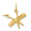 10K Satin Diamond-cut Comb and Scissors Charm