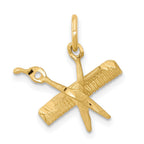 10K Satin Diamond-cut Comb and Scissors Charm