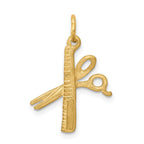 10K Satin Diamond-cut Comb and Scissors Charm