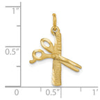 10K Satin Diamond-cut Comb and Scissors Charm