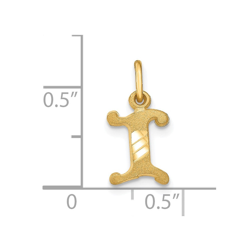 10k Small Diamond-cut Initial I Charm