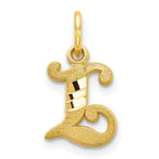 10k Small Diamond-cut Initial L Charm