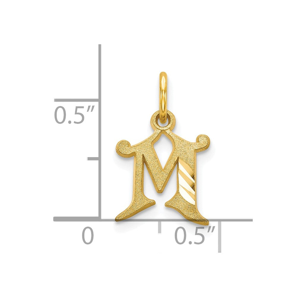 10k Small Diamond-cut Initial M Charm