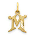 10k Small Diamond-cut Initial M Charm