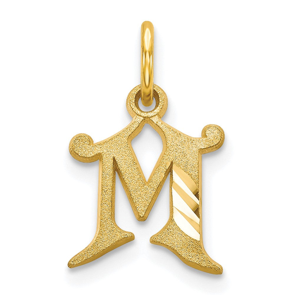 10k Small Diamond-cut Initial M Charm