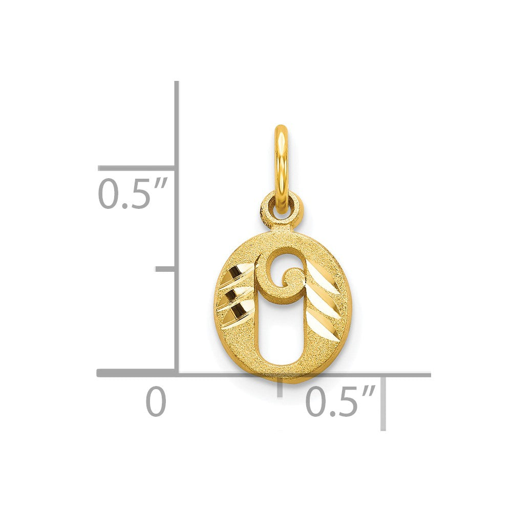 10k Small Diamond-cut Initial O Charm