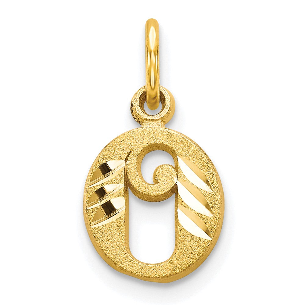 10k Small Diamond-cut Initial O Charm