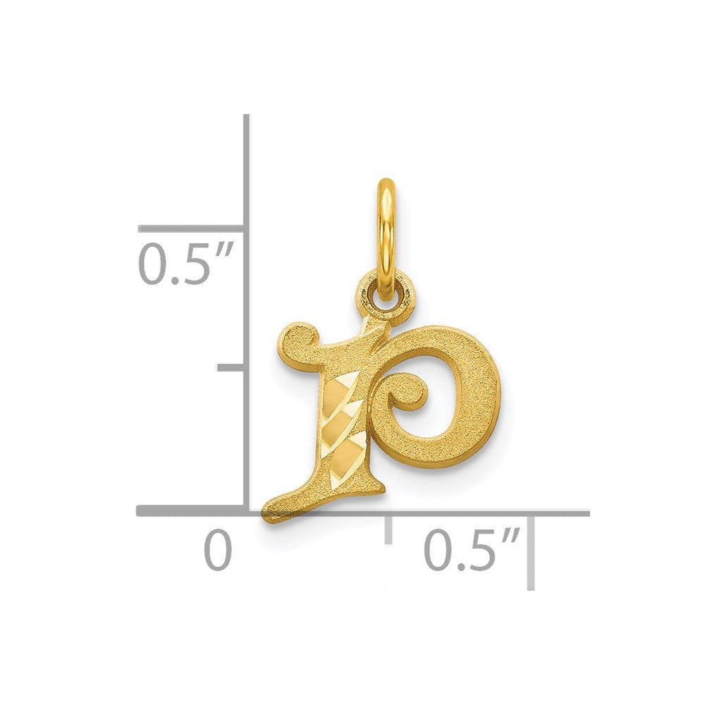10k Small Diamond-cut Initial P Charm
