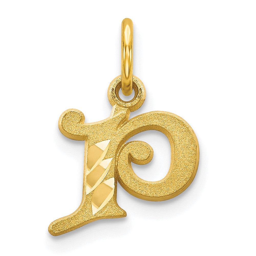 10k Small Diamond-cut Initial P Charm