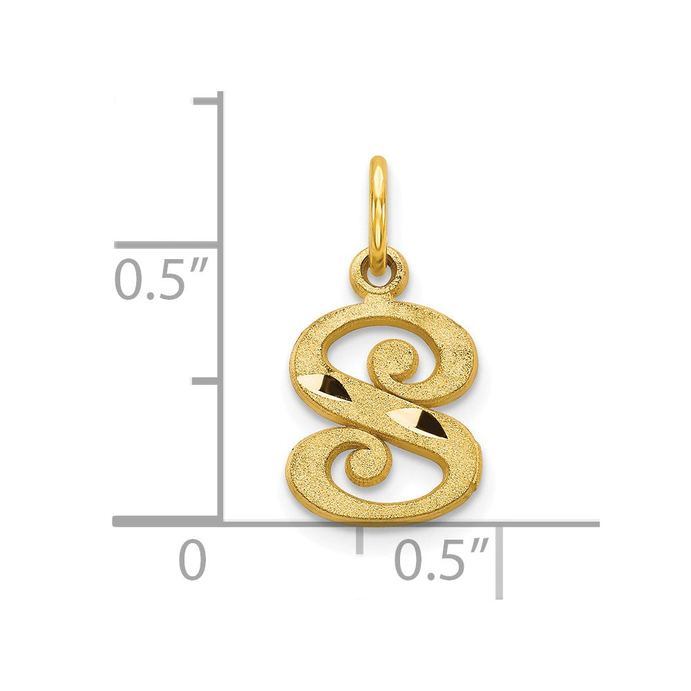 10k Small Diamond-cut Initial S Charm