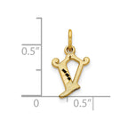 10k Small Diamond-cut Initial V Charm