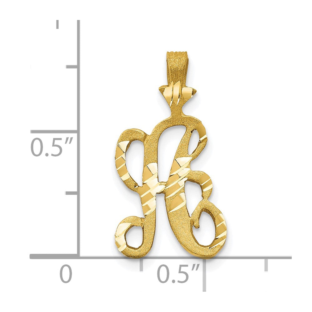 10k Satin Diamond-cut Initial A Charm