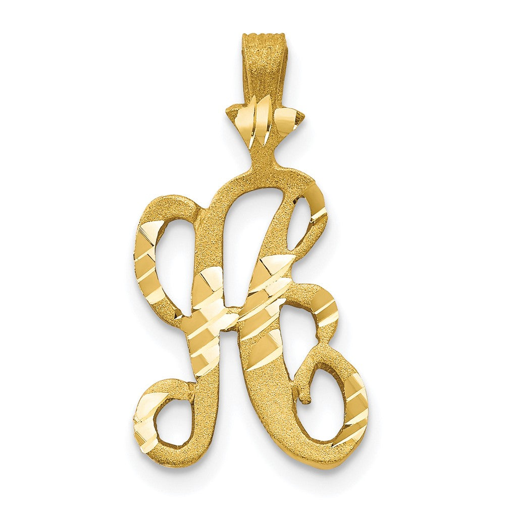 10k Satin Diamond-cut Initial A Charm