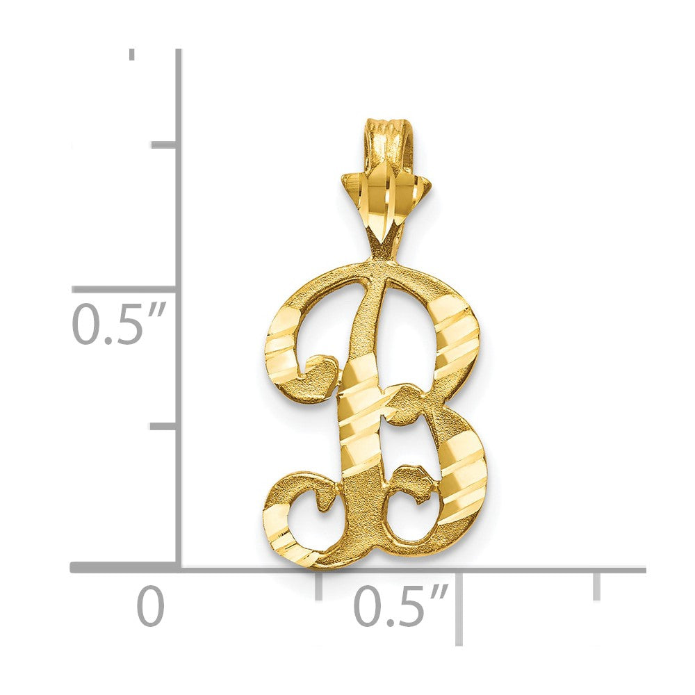 10k Satin Diamond-cut Initial B Charm