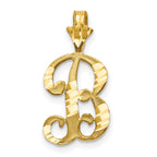 10k Satin Diamond-cut Initial B Charm