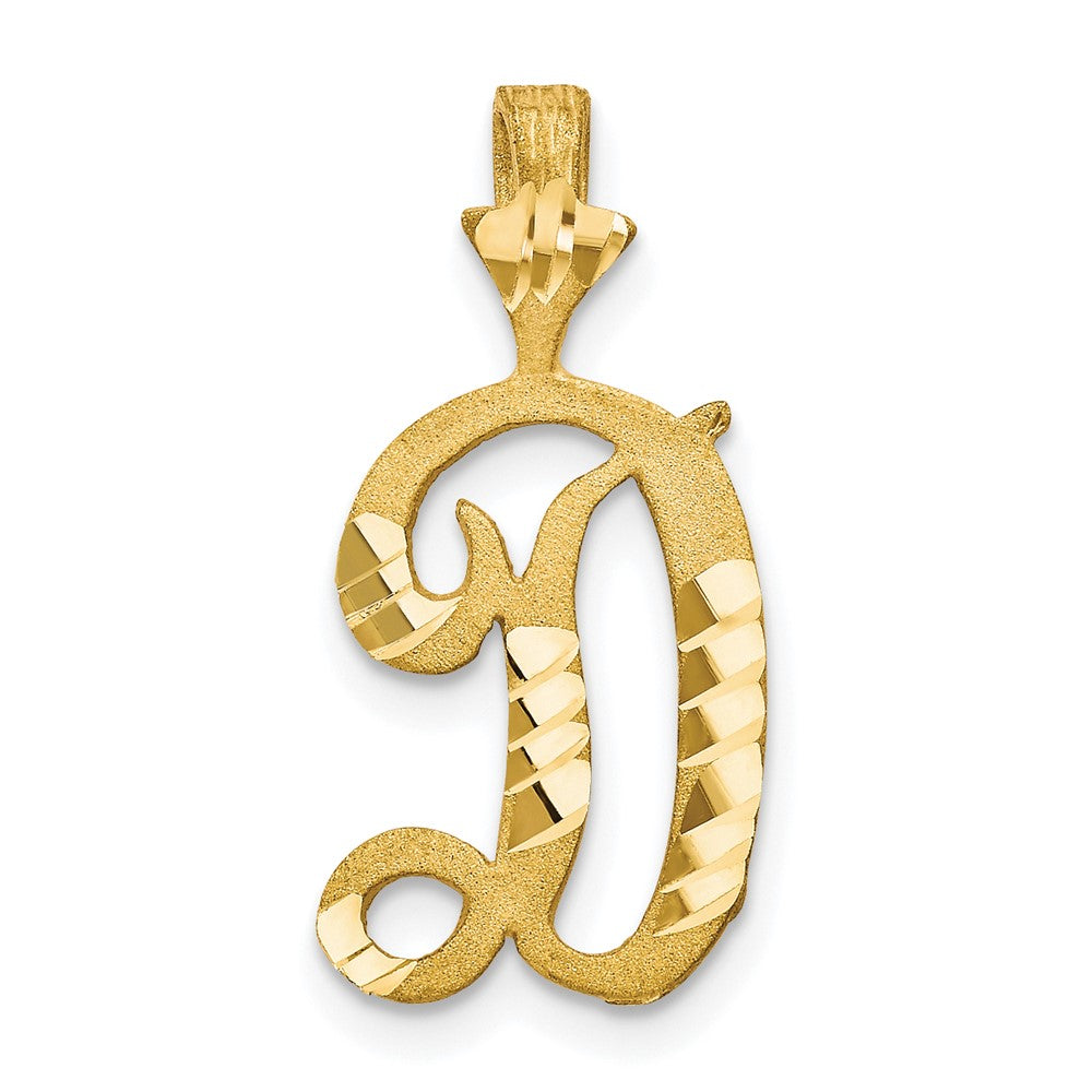 10k Satin Diamond-cut Initial D Charm