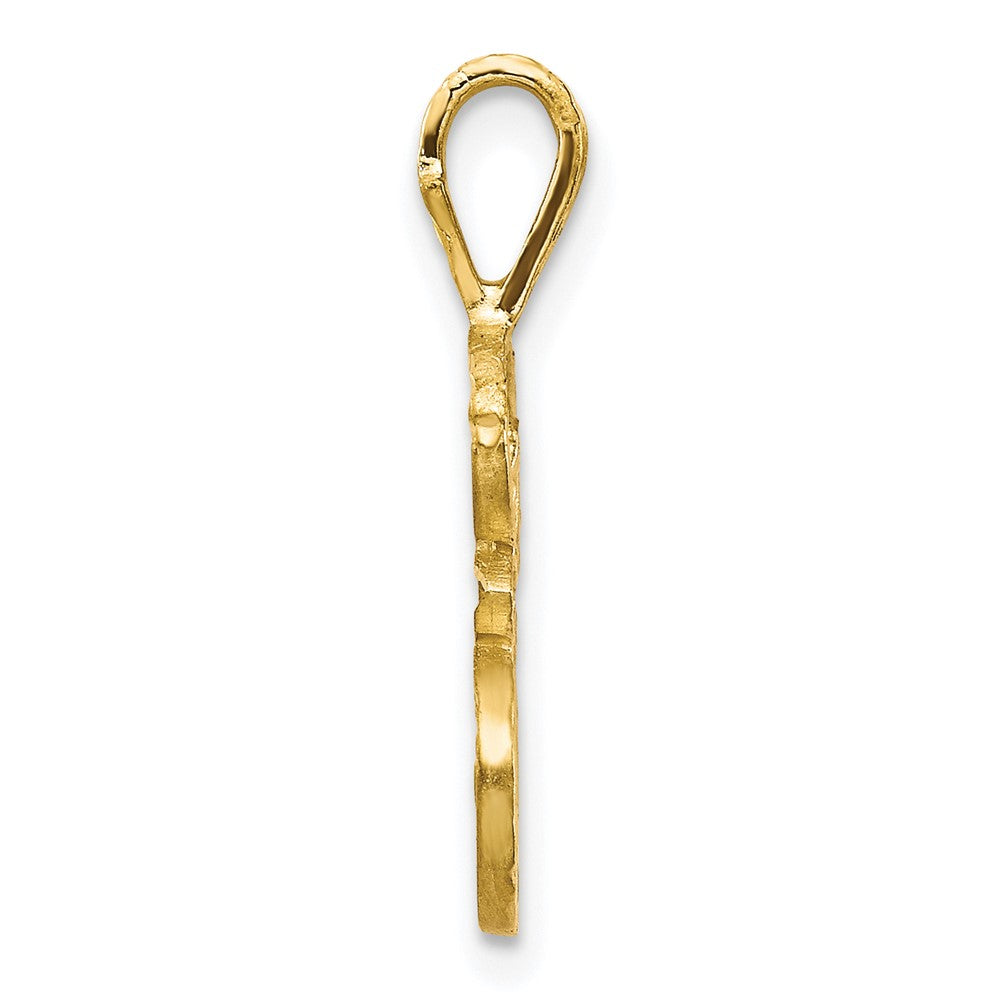 10k Satin Diamond-cut Initial E Pendant