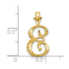 10k Satin Diamond-cut Initial E Pendant