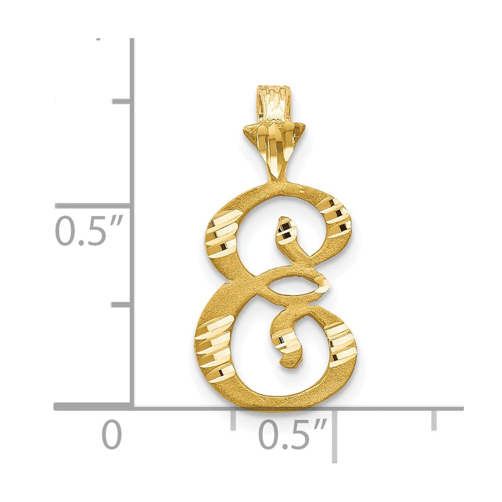 10k Satin Diamond-cut Initial E Pendant